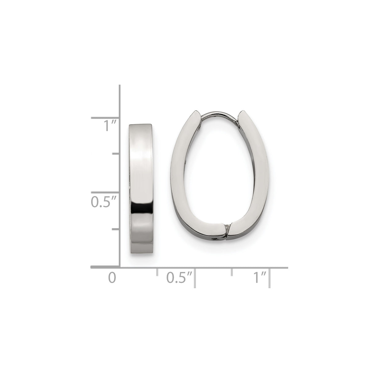 316 Stainless Steel Hoop Earrings, Polished Oval Hinged Design, Minimalist Unisex Style