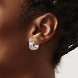 Stainless Steel Hoop Earrings, Polished Etched Hinged Design, Hypoallergenic Modern Style