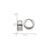Stainless Steel Hoop Earrings, Polished Etched Hinged Design, Hypoallergenic Modern Style