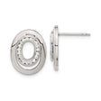Stainless Steel Stud Earrings with Cubic Zirconia, Oval Double Ring Design, Minimalist Style