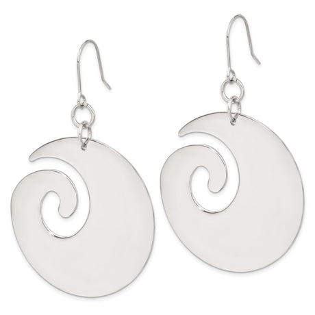 Stainless Steel Dangle Earrings with Spiral Wave Design, Modern Boho Coastal Style