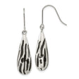 Stainless Steel Teardrop Dangle Earrings with Black and Silver Zebra Stripe Pattern
