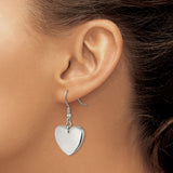 Stainless Steel Heart Dangle Earrings, Polished Finish, Minimalist Romantic Style