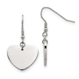 Stainless Steel Heart Dangle Earrings, Polished Finish, Minimalist Romantic Style