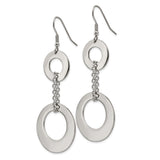 Stainless Steel Dangle Earrings with Linked Open Circle Discs, Geometric Minimalist Design