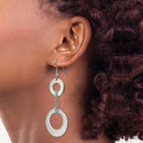 Stainless Steel Dangle Earrings with Linked Open Circle Discs, Geometric Minimalist Design