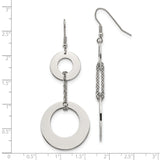 Stainless Steel Dangle Earrings with Linked Open Circle Discs, Geometric Minimalist Design