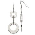 Stainless Steel Dangle Earrings with Linked Open Circle Discs, Geometric Minimalist Design