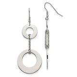 Stainless Steel Dangle Earrings with Linked Open Circle Discs, Geometric Minimalist Design