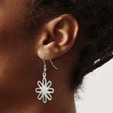 Stainless Steel Dangle Earrings with Cutout Flower Design, Lightweight Boho Chic Style for Women