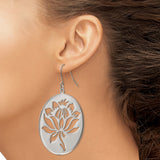 Stainless Steel Drop Earrings with Lotus Flower Cutout, Boho Spiritual Yoga Style