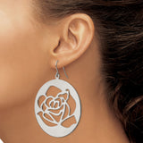 Stainless Steel Dangle Earrings with Rose Cutout Floral Design for Women