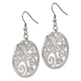 Stainless Steel Dangle Earrings with Openwork Filigree Swirl Design for Women