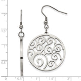 Stainless Steel Dangle Earrings with Openwork Filigree Swirl Design for Women