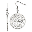 Stainless Steel Dangle Earrings with Openwork Filigree Swirl Design for Women