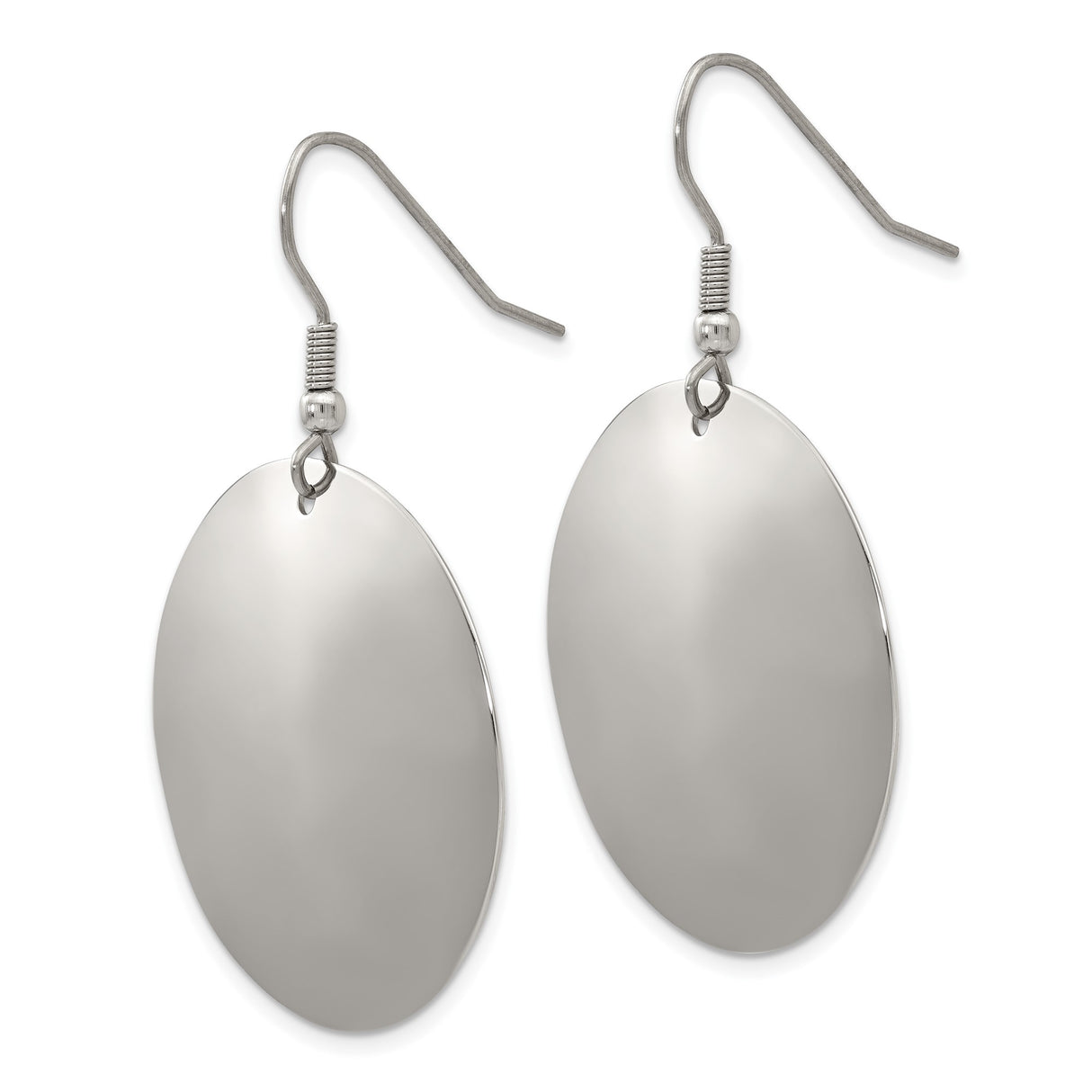 Stainless Steel Dangle Earrings with Round Disc Design, High Polish Finish, Minimalist Style