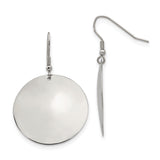 Stainless Steel Dangle Earrings with Round Disc Design, High Polish Finish, Minimalist Style