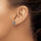 Stainless Steel Gothic Cross Earrings with Cubic Zirconia and Blackened Finish