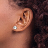 Stainless Steel Stud Earrings with Clear Cubic Zirconia, Six Prong Setting, Minimalist Style