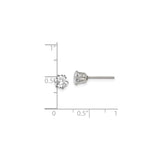 Stainless Steel Stud Earrings with Round Cut Cubic Zirconia, Classic 6-Prong Setting