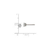 Stainless Steel Stud Earrings with Cubic Zirconia, Six Prong Minimalist Design