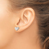 Stainless Steel Heart Stud Earrings with Cubic Zirconia, Hypoallergenic Jewelry for Women