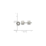 Stainless Steel Stud Earrings with Cubic Zirconia Bezel Setting, Minimalist Unisex Design