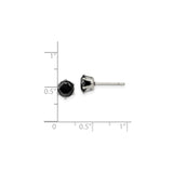Stainless Steel Black CZ Stud Earrings Minimalist Prong Set