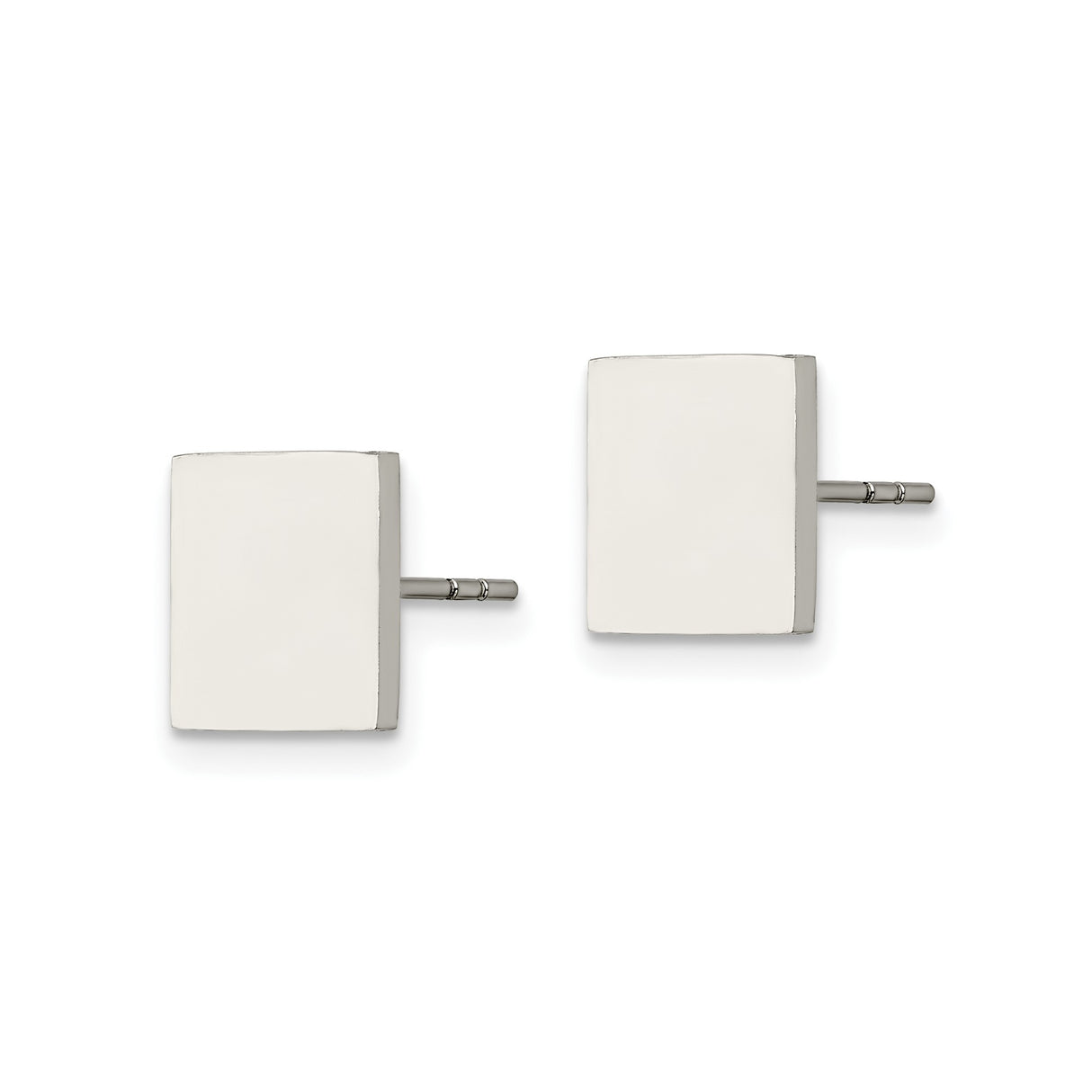 316 Stainless Steel Square Stud Earrings, Minimalist Polished Flat Face Design for Men and Unisex Wear