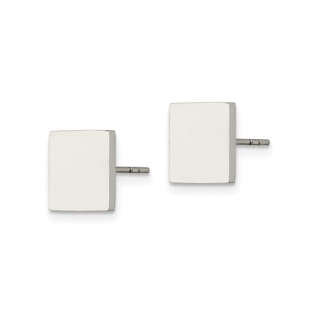 316 Stainless Steel Square Stud Earrings, Minimalist Polished Flat Face Design for Men and Unisex Wear