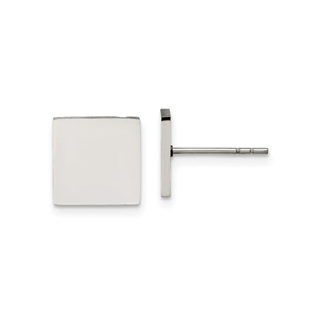 316 Stainless Steel Square Stud Earrings, Minimalist Polished Flat Face Design for Men and Unisex Wear