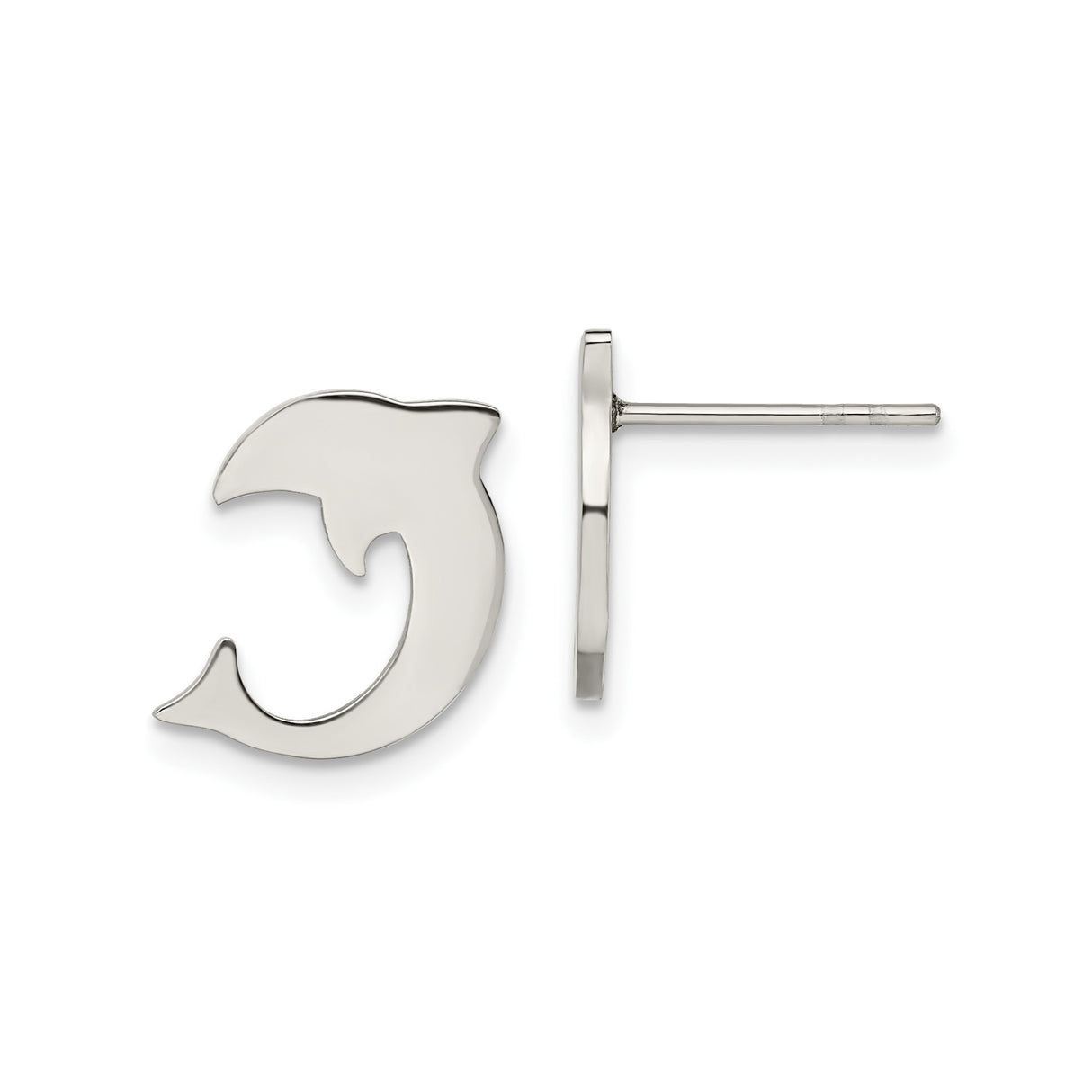 Stainless Steel Dolphin Stud Earrings, Minimalist Ocean Animal Design for Women and Girls