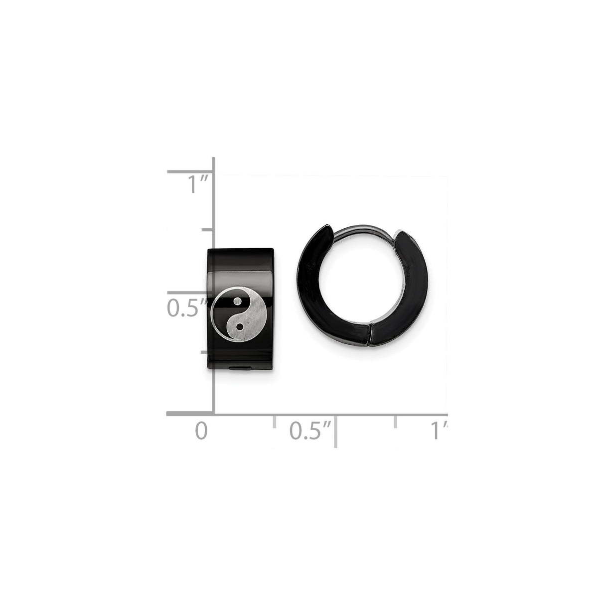 316 Stainless Steel Hoop Earrings, Yin Yang Symbol, Taoist Balance Design, Unisex Huggie Style