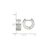 Stainless Steel Hoop Earrings with Cubic Zirconia Cross Design and Polished Finish