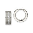 Stainless Steel Huggie Hoop Earrings with Cubic Zirconia, Polished Modern Minimalist Design