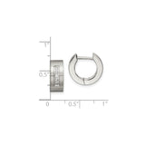 Stainless Steel Huggie Hoop Earrings with Cubic Zirconia, Brushed Finish, Modern Unisex Design