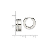 Stainless Steel Hoop Earrings with Cubic Zirconia, Brushed Finish and Vertical Bar Design for Men