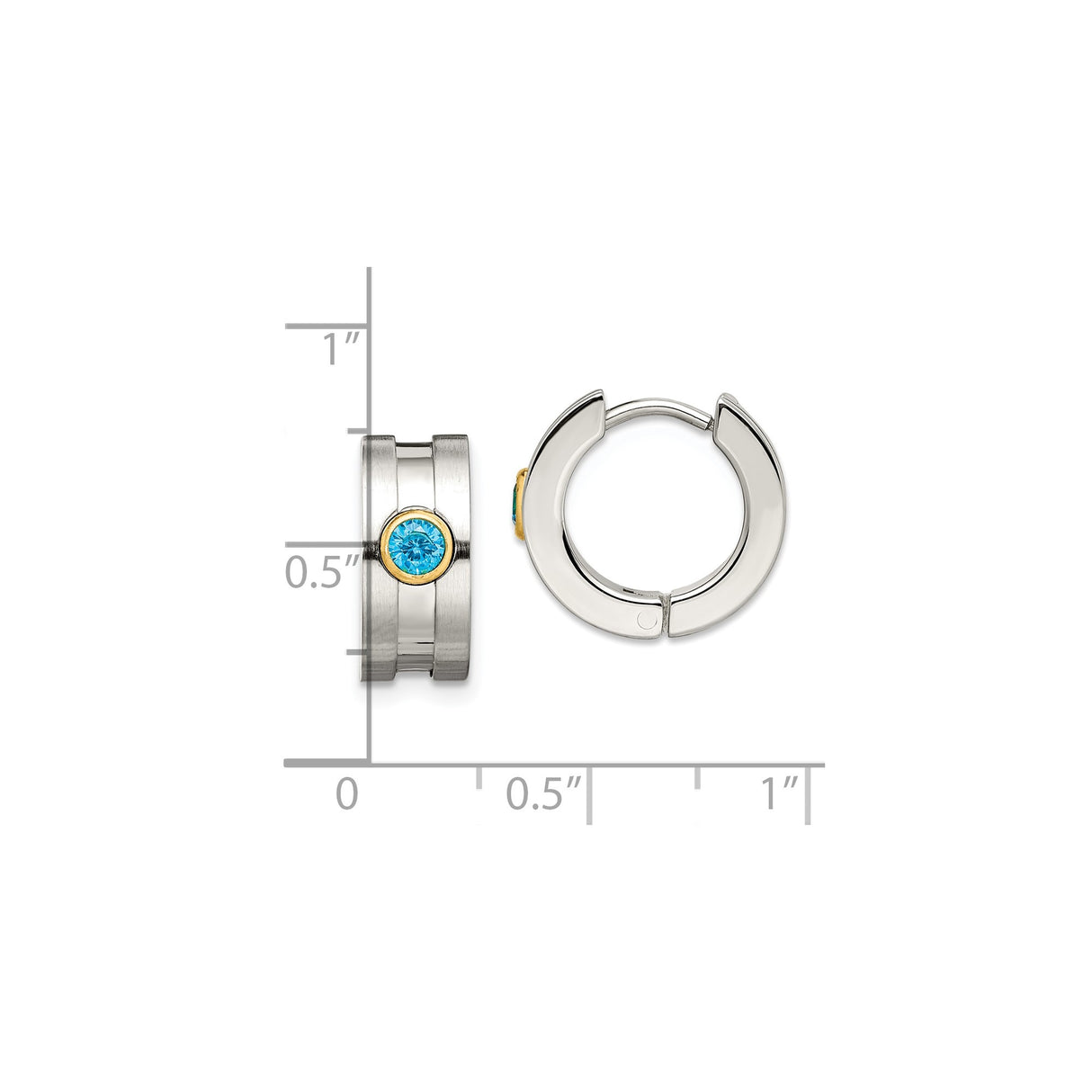 Stainless Steel Huggie Hoop Earrings with Cubic Zirconia, Polished, Minimalist Design for Men