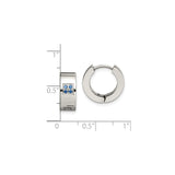 Stainless Steel Huggie Hoop Earrings with Blue Cubic Zirconia, Modern Minimalist Style for Men
