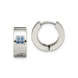 Stainless Steel Huggie Hoop Earrings with Blue Cubic Zirconia, Modern Minimalist Style for Men