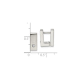 Stainless Steel Huggie Hoop Earrings with Cubic Zirconia, Rectangular Design, Modern Minimalist Style