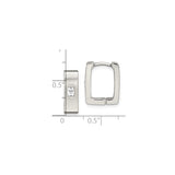 Stainless Steel Huggie Earrings with Cubic Zirconia, Rectangular Brushed Hoop Design