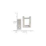 Stainless Steel Rectangular Hoop Earrings with Cubic Zirconia, Brushed Hinged Design for Men