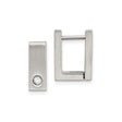 Stainless Steel Rectangular Hoop Earrings with Cubic Zirconia, Brushed Hinged Design for Men
