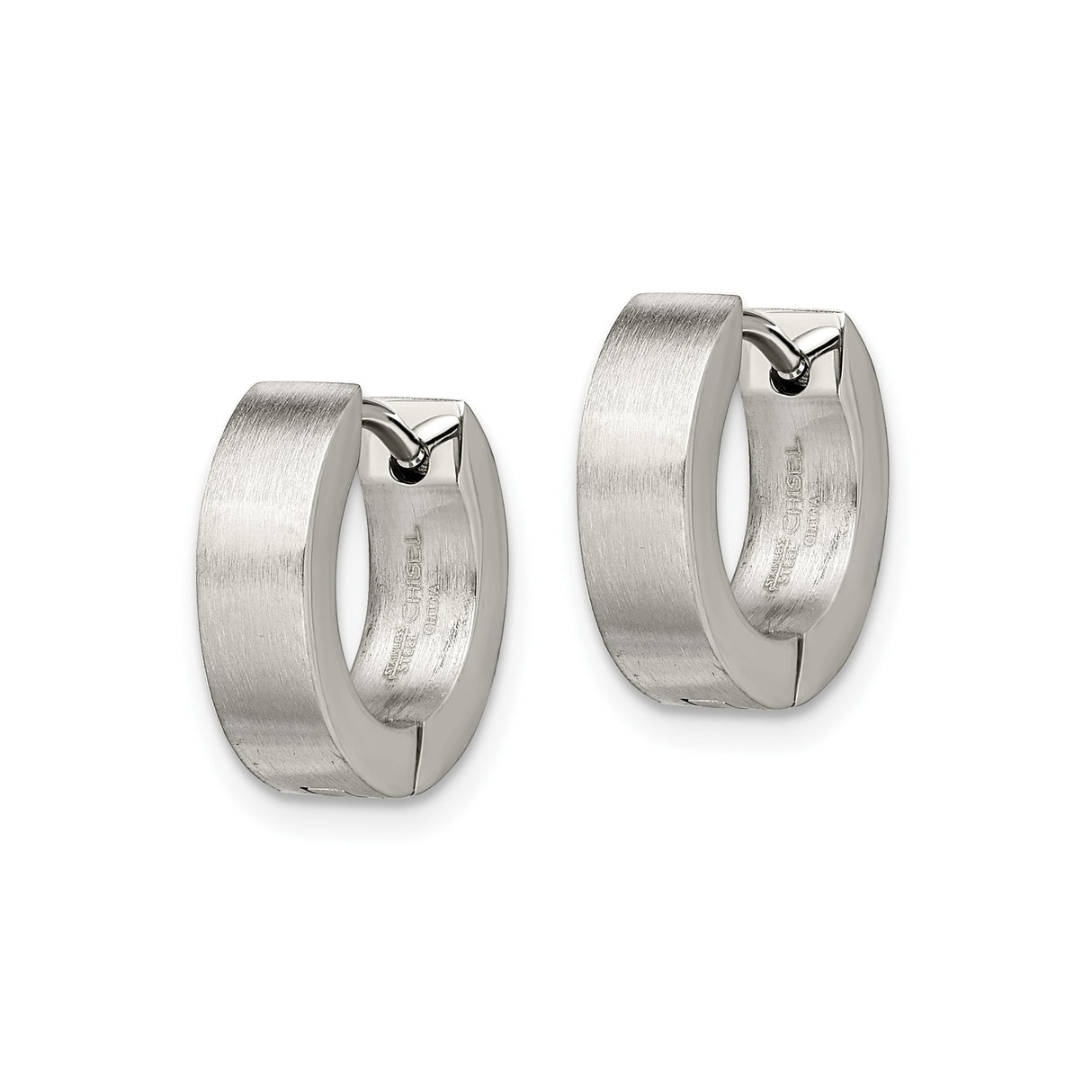 Stainless Steel Huggie Hoop Earrings, Brushed and Polished Minimalist Design