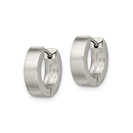 Stainless Steel Huggie Hoop Earrings, Brushed and Polished Minimalist Design