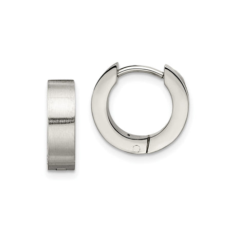 Stainless Steel Huggie Hoop Earrings, Brushed and Polished Minimalist Design
