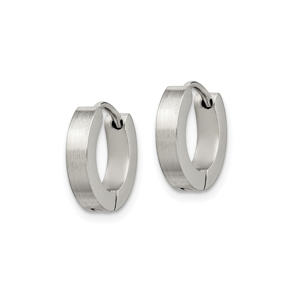 Stainless Steel Hoop Earrings, Brushed and Polished Finish, Hinged Minimalist Style for Men