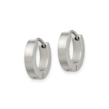 Stainless Steel Hoop Earrings, Brushed and Polished Finish, Hinged Minimalist Style for Men