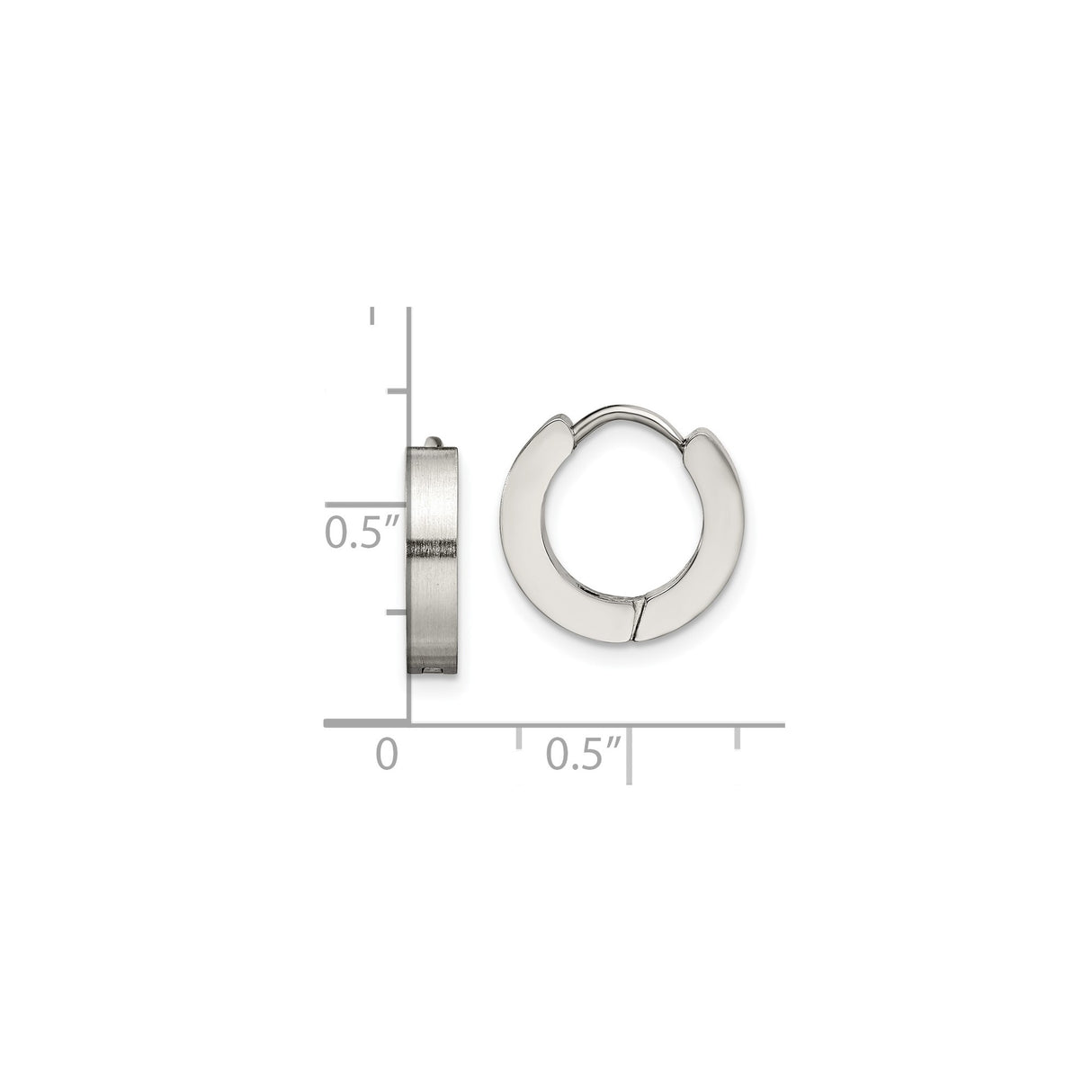 Stainless Steel Hoop Earrings, Brushed and Polished Finish, Hinged Minimalist Style for Men